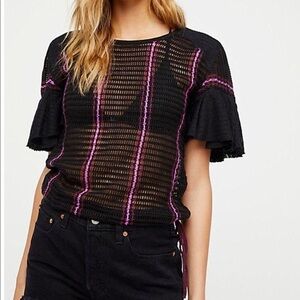 Free People Babes Only Open-Knit Top Sz Small B 25